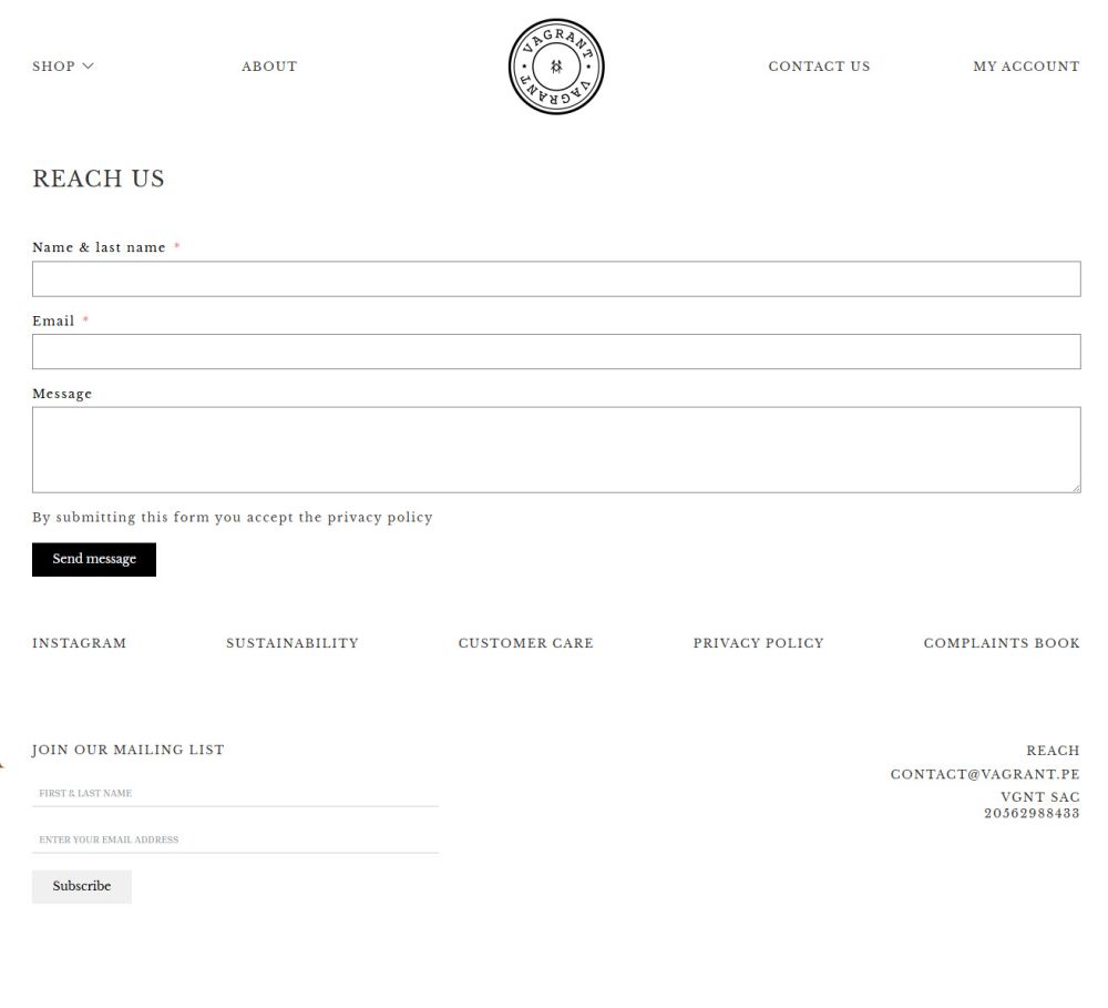 Formulario de contacto en un sitio web con campos para nombre, email y mensaje, y un botón para enviar.