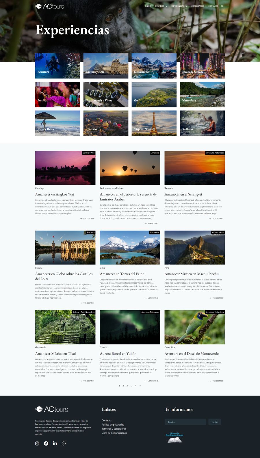 Explora destinos exóticos con ACtours: naturaleza, cultura y aventura alrededor del mundo.