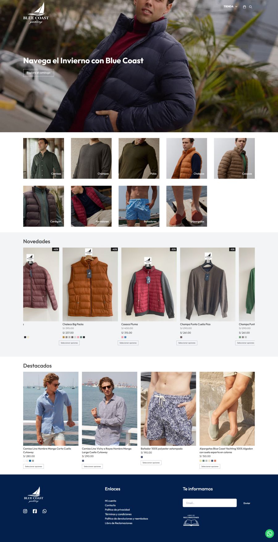 Moda de invierno Blue Coast: chaquetas y prendas destacadas en catálogo online.